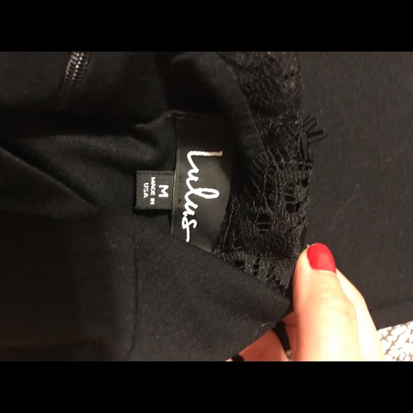 Lulus endlessly alluring black bodycon dress high neck lace - Picture 3 of 3